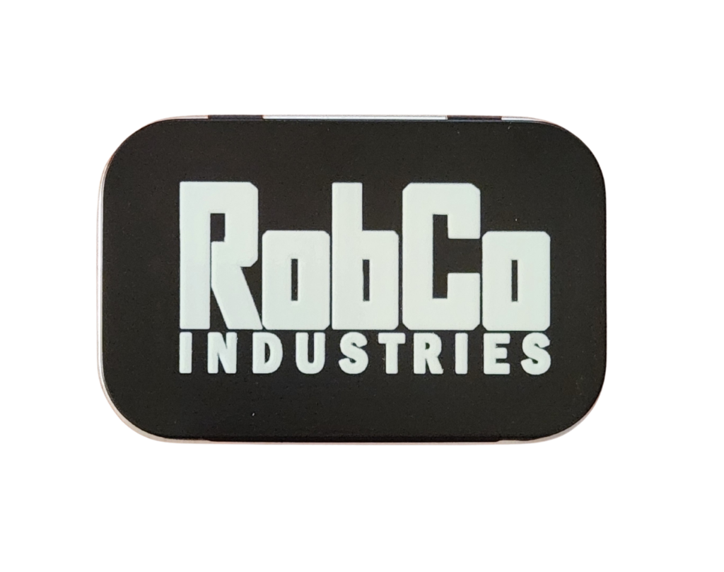 RobCo –  White Logo – Metal Tin – Black
